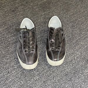 Metallic platform tretorn sneakers